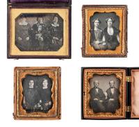 [EARLY PHOTOGRAPHY]. 22 quarter and sixth plate daguerreotype portraits of pairs and trios.