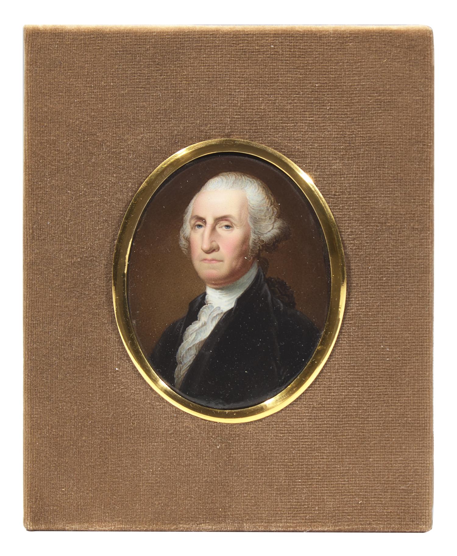 John Haslem (British, 1808-1884), After Gilbert Stuart (1755-1828), An Enameled Portrait Miniature Of George Washington (1732-1799)
