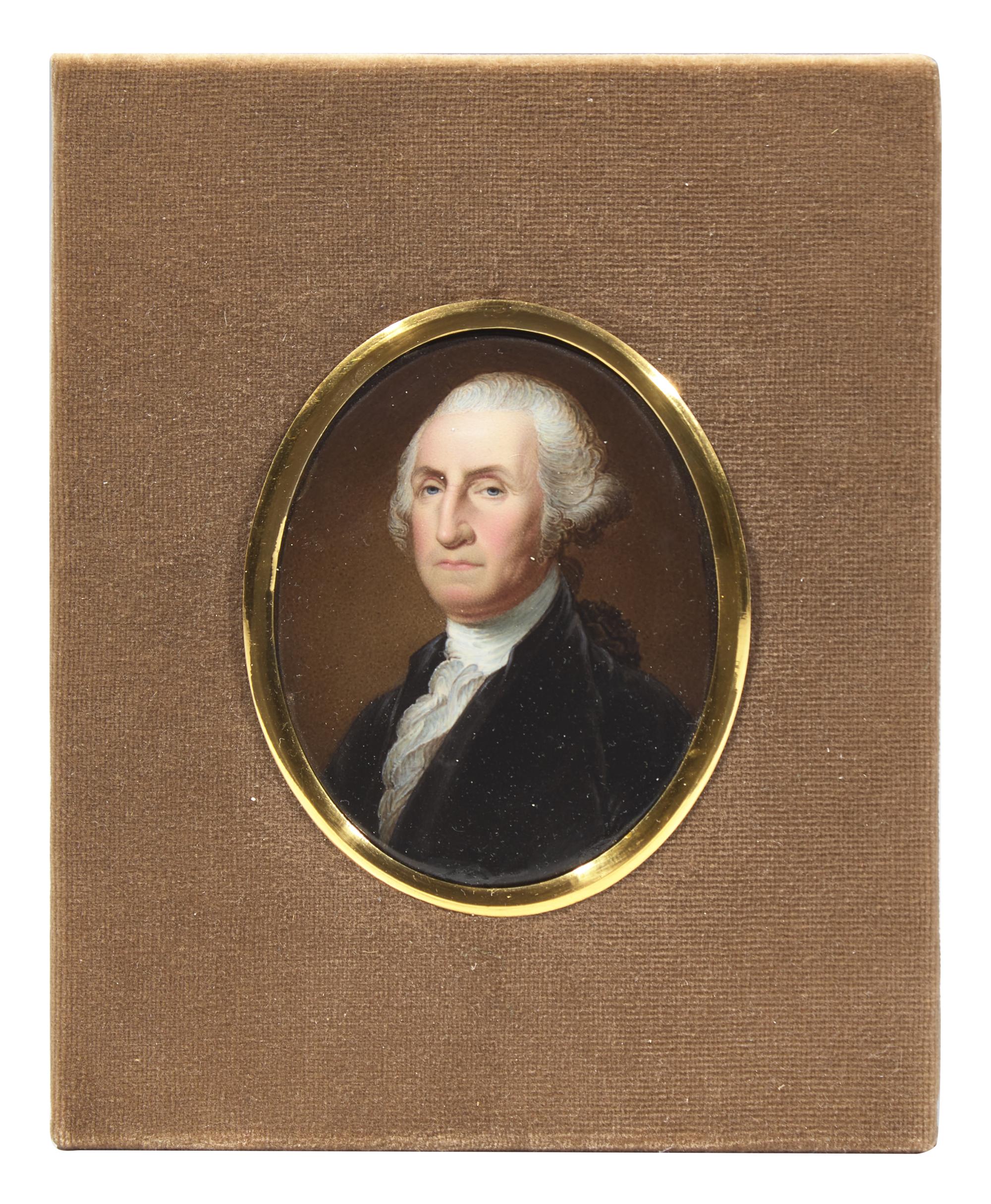 John Haslem (British, 1808-1884), After Gilbert Stuart (1755-1828), An Enameled Portrait Miniature Of George Washington (1732-1799)