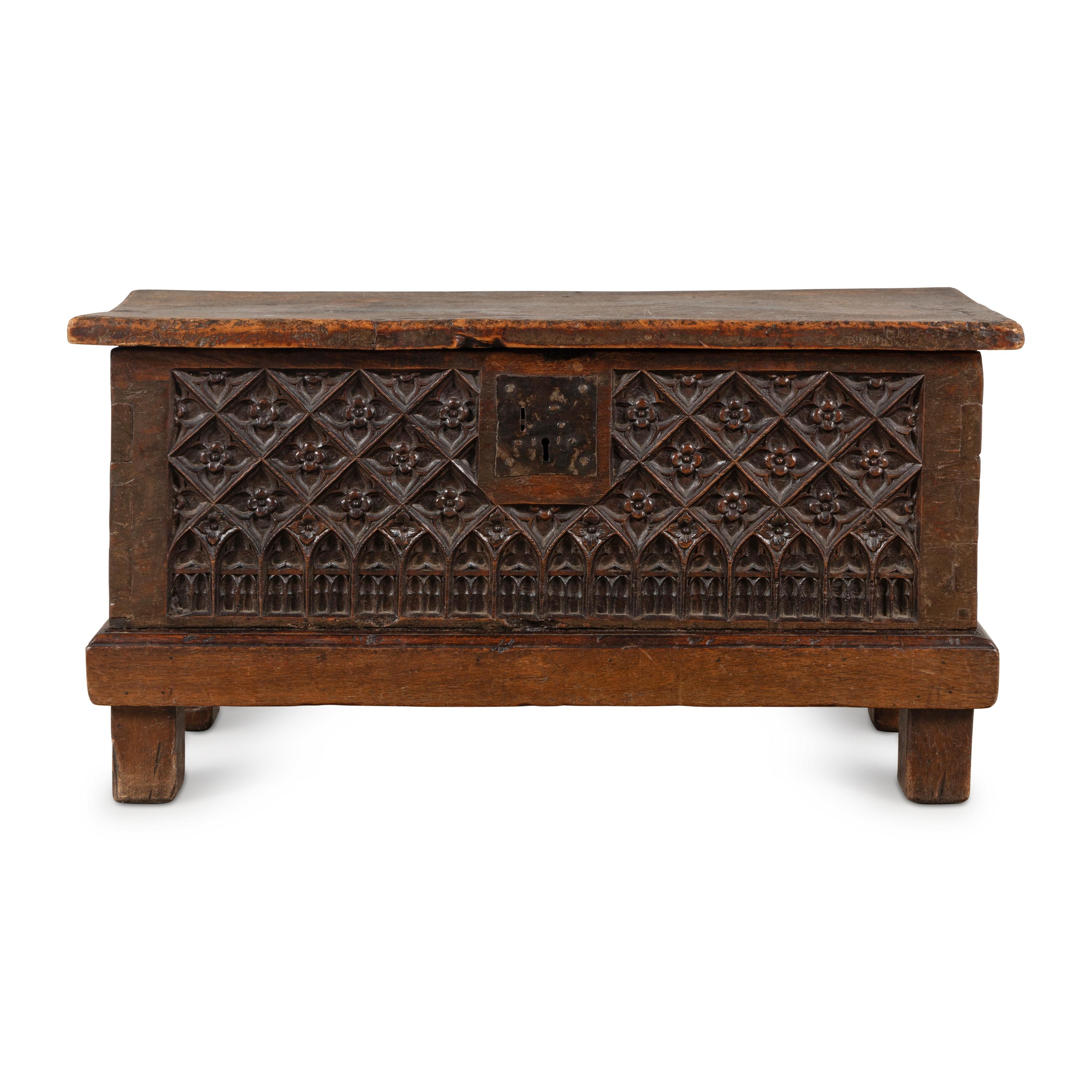 A Gothic Carved Walnut Chest