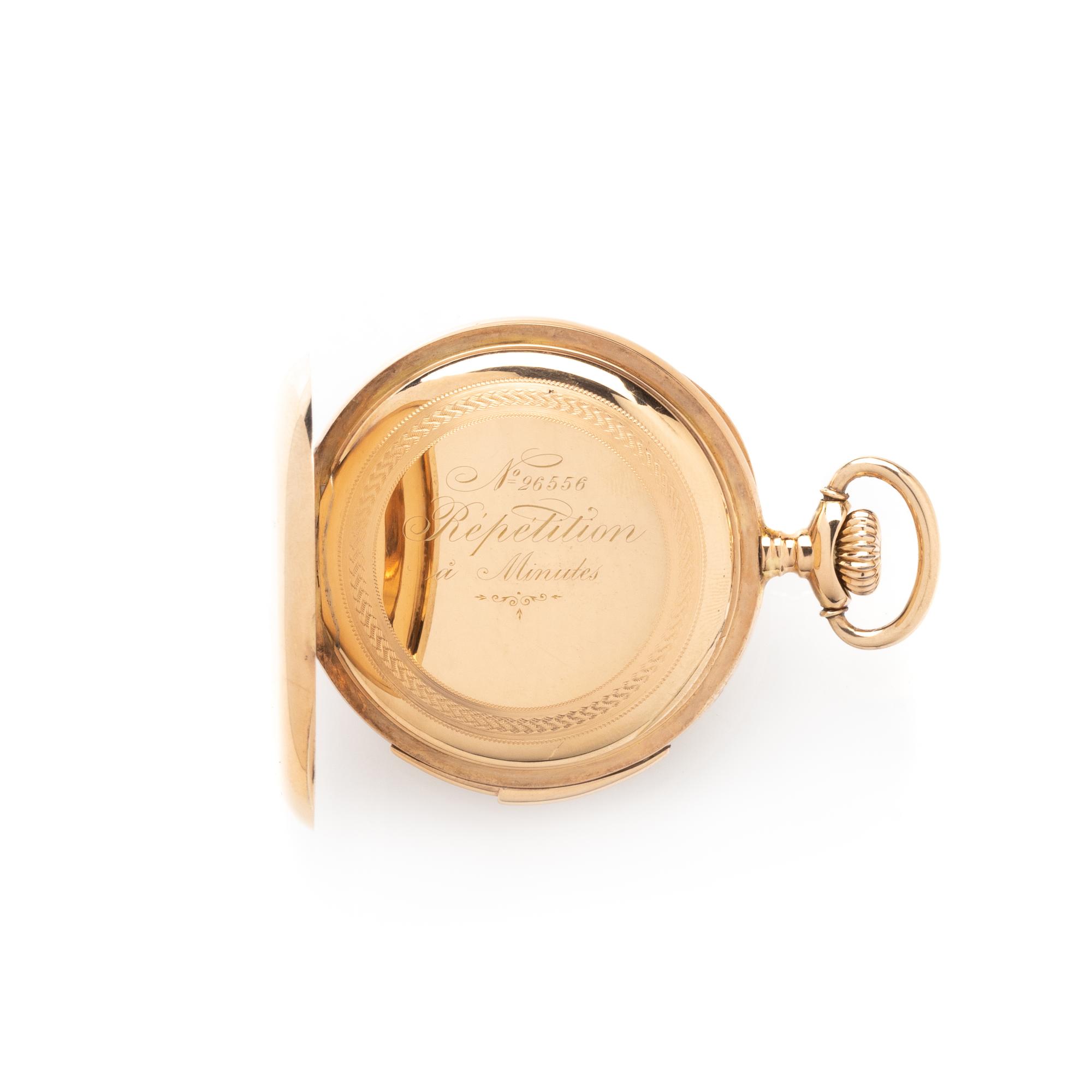 14K PINK GOLD MINUTE REPEATER OPEN FACE POCKET WATCH
