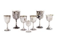 Seven Japanese Silver Goblets