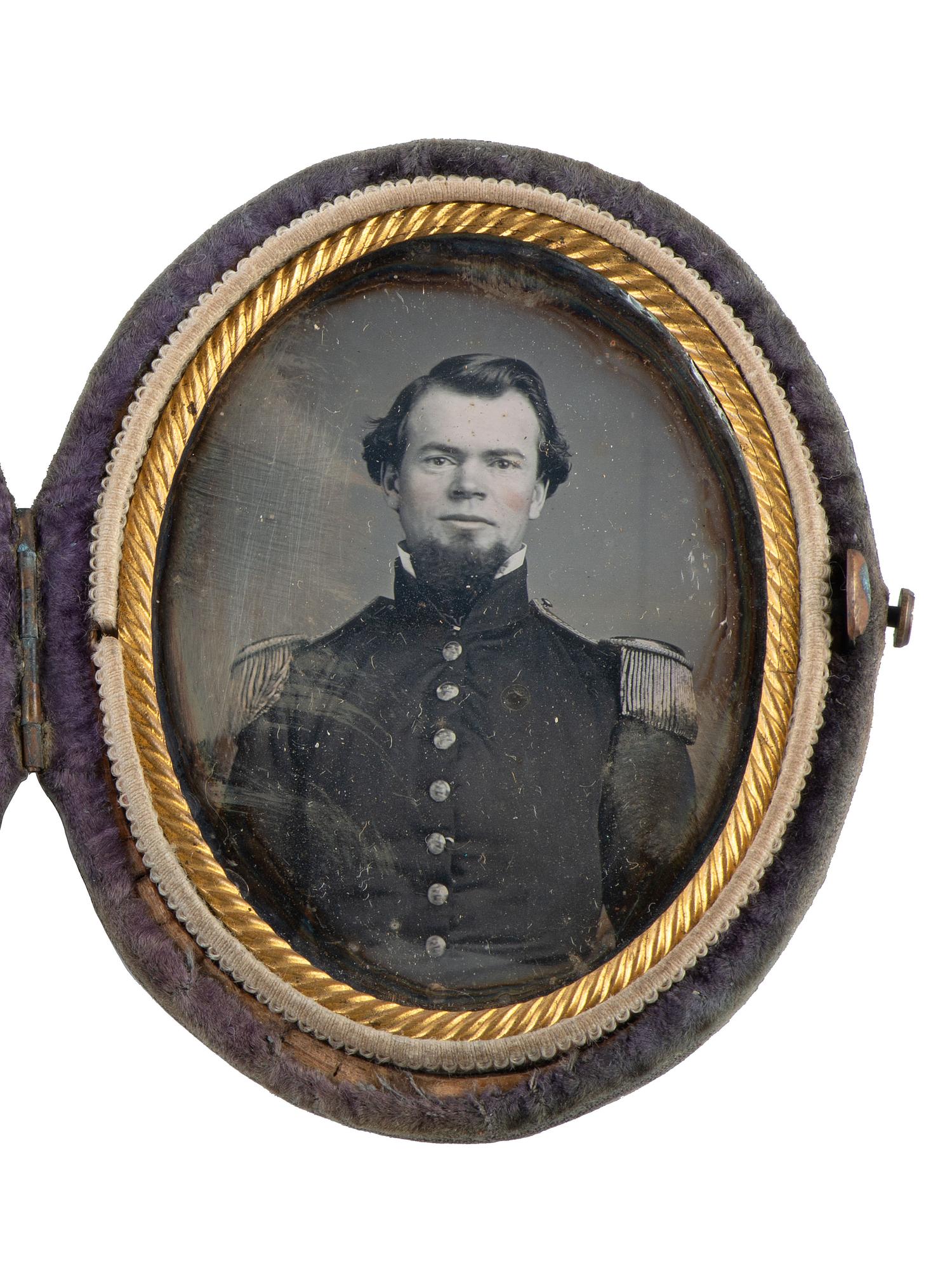 [CIVIL WAR - MCPHERSON, JAMES B. (1828-1864)]. Ninth plate daguerreotype portrait of General James Birdseye McPherson. [ With: ] 2 CDVs, one showing the building where McPherson was lain in state.