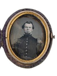 [CIVIL WAR - MCPHERSON, JAMES B. (1828-1864)]. Ninth plate daguerreotype portrait of General James Birdseye McPherson. [ With: ] 2 CDVs, one showing the building where McPherson was lain in state.