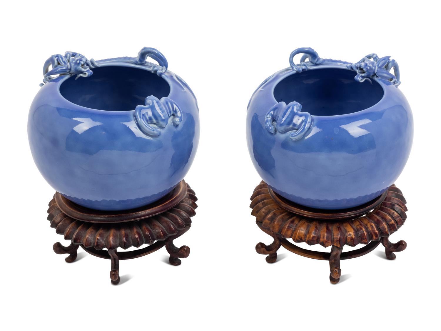 A Pair of Claire-de-Lune Glazed Porcelain Brush Washers