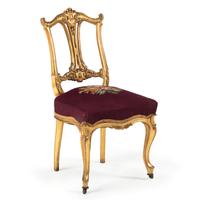 A French Louis XV Style Gilt Side Chair with Needlepoint Seat