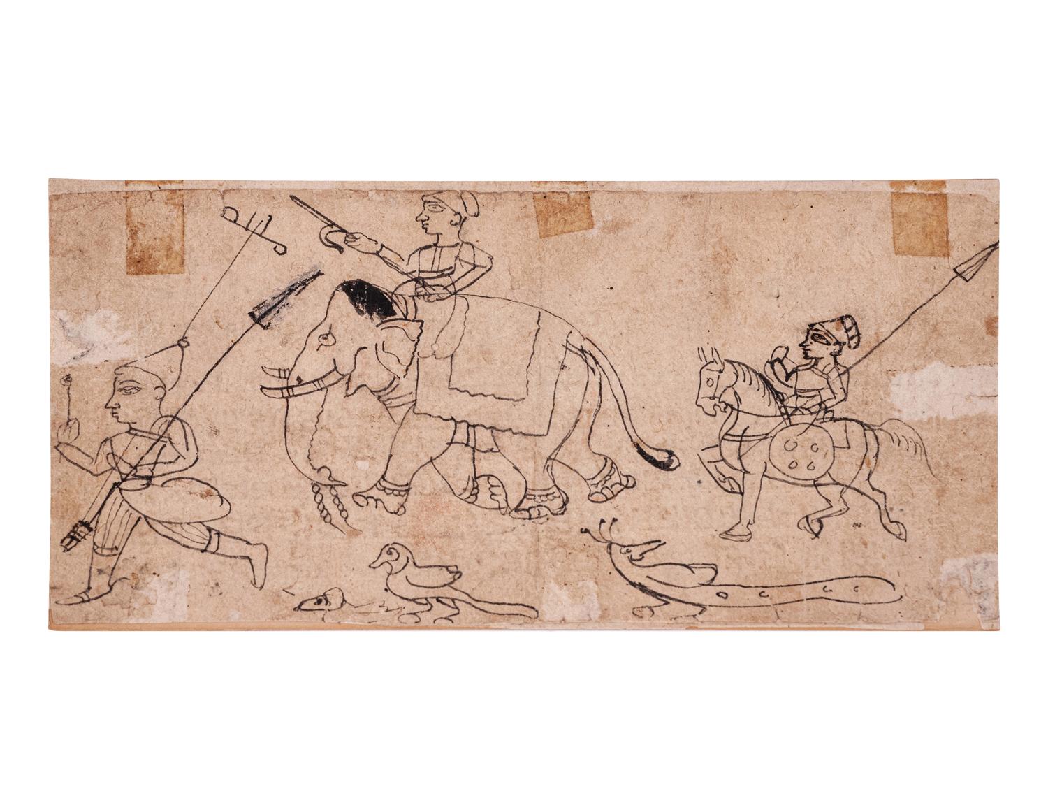 Four Indian Miniature Drawings