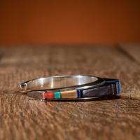 Silver and Cobblestone Inlay Cuff Bracelet