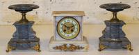 An Assembled Victorian Clock Garniture. Height of clock 7 3/4 inches.