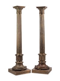 A Pair of Monumental Bronze Corinthian Columns