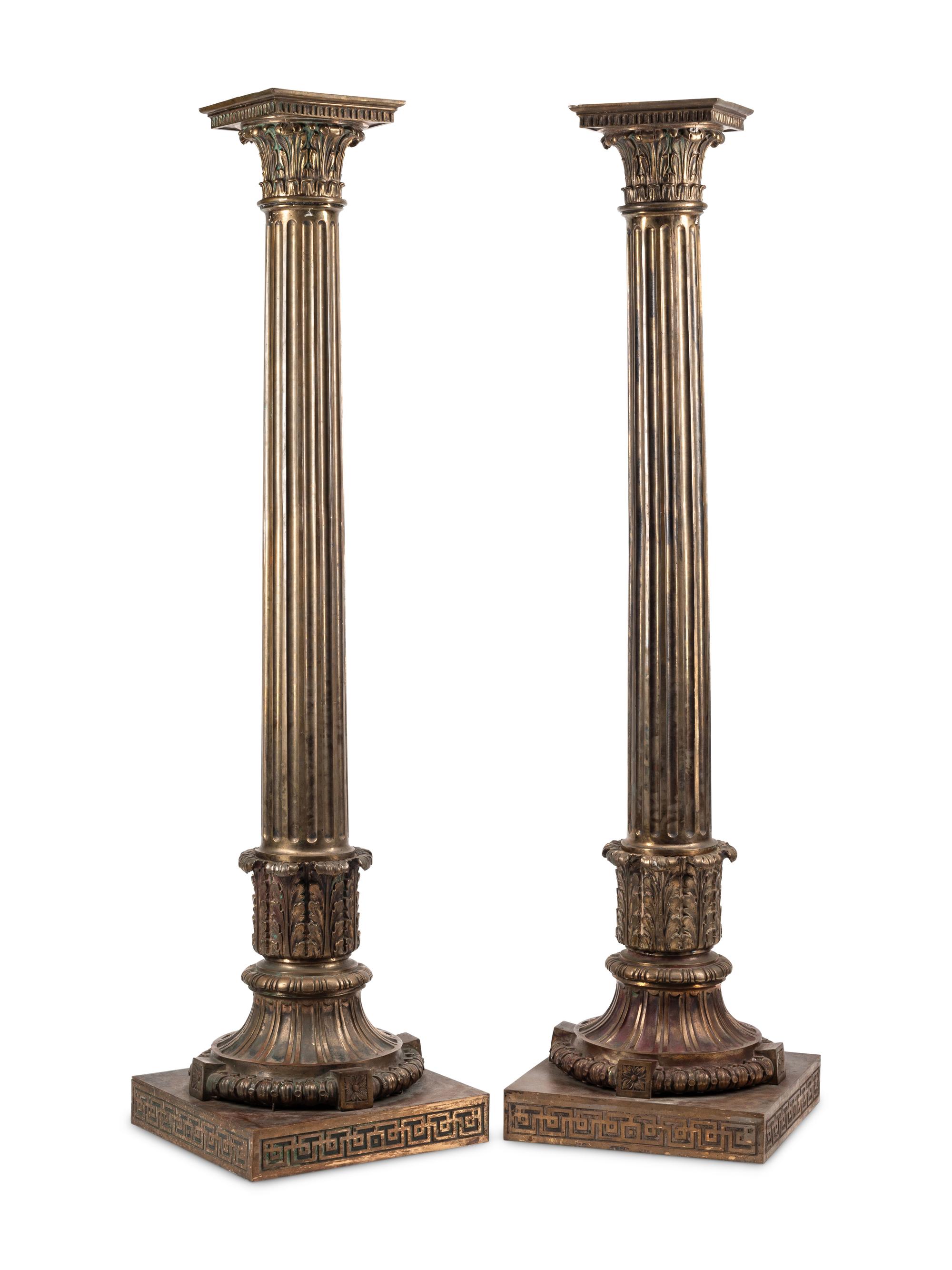 A Pair of Monumental Bronze Corinthian Columns