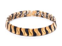 An 18 Karat Yellow Gold and Blackened Stainless Steel Collar Necklace, Marina B., Circa 1986,