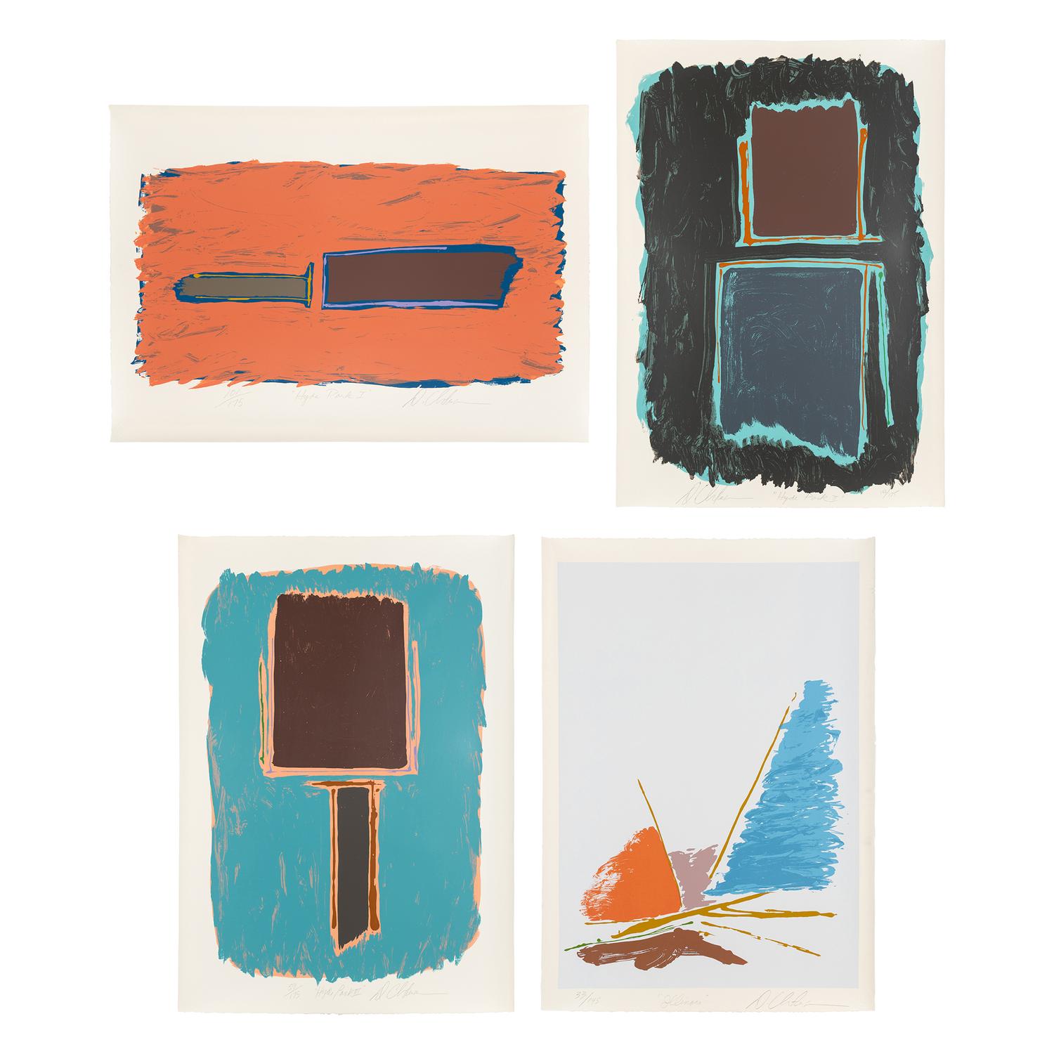 Dan Christensen (American, 1942-2007) — Illinois, Hyde Park I, Hyde Park II, and Hyde Park III (four works)