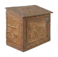 A Victorian Brass Kindling Box