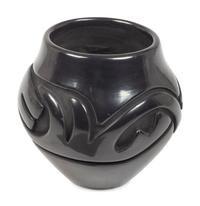 Carved Blackware Pottery Jar
