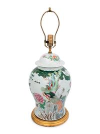 A Chinese Export Porcelain Jar Mounted as a Lamp