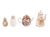 Four Chinese Export Porcelain Teapots and Creamers