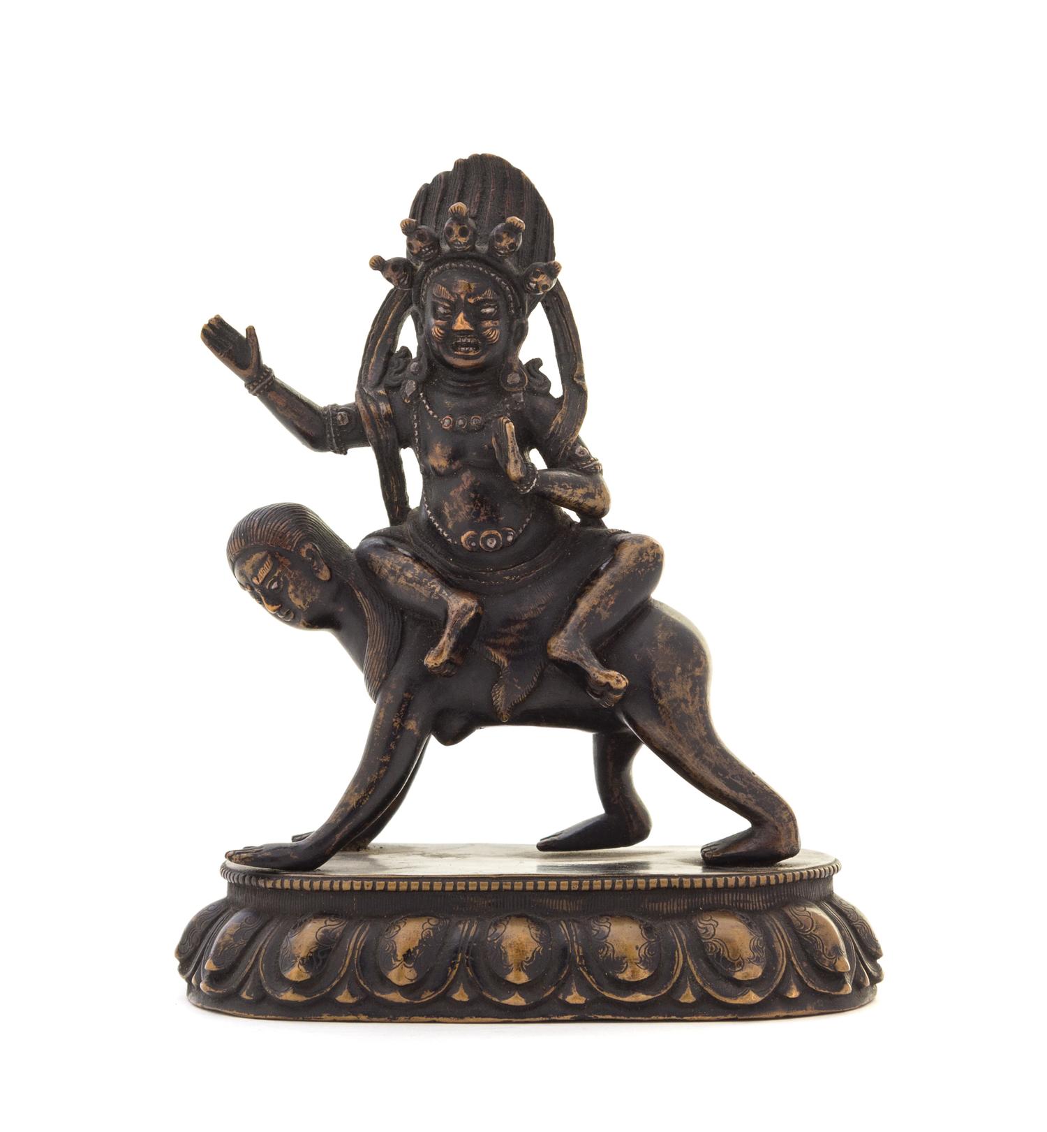 A Sino-Tibetan Bronze Figure of a Deity Height 6 1/8 inches.