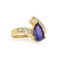 Tanzanite, Diamond, and Yellow Gold Ring and Enhancer Pendant