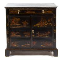 A Regency Lacquered Side Cabinet Height 34 3/4 x width 35 3/4 x depth 20 inches. — 19TH CENTURY