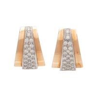 SPIROS, BICOLOR GOLD AND DIAMOND EARCLIPS