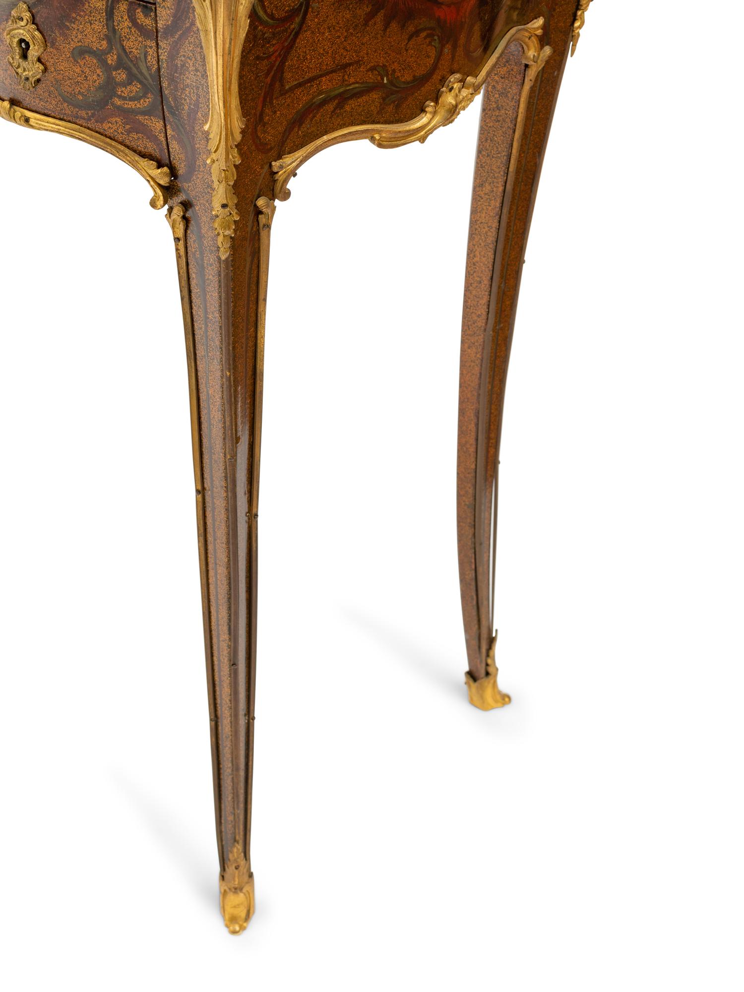 A Louis XV Style Gilt Bronze Mounted Vernis Martin Dressing Table