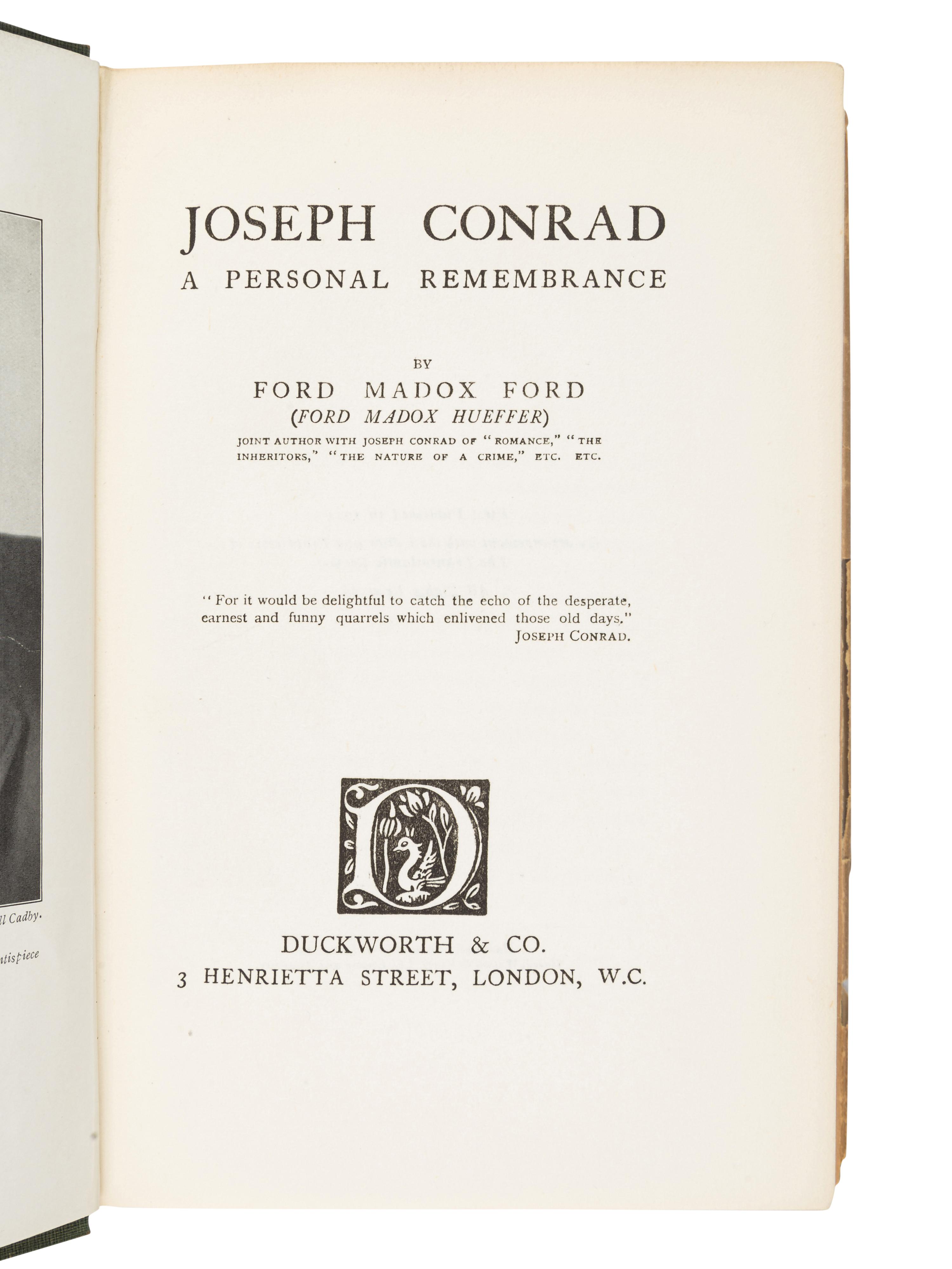 CONRAD, Joseph (1857-1924). A group of 7 works, comprising: