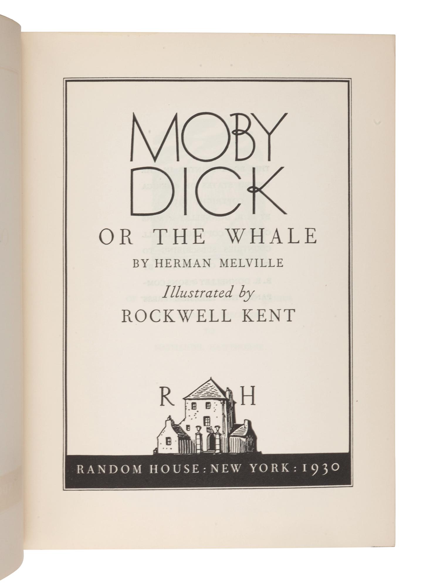 KENT, Rockwell (1882-1971), illustrator. -- MELVILLE, Herman (1819-1891). Moby Dick or The Whale. New York: Random House, 1930.