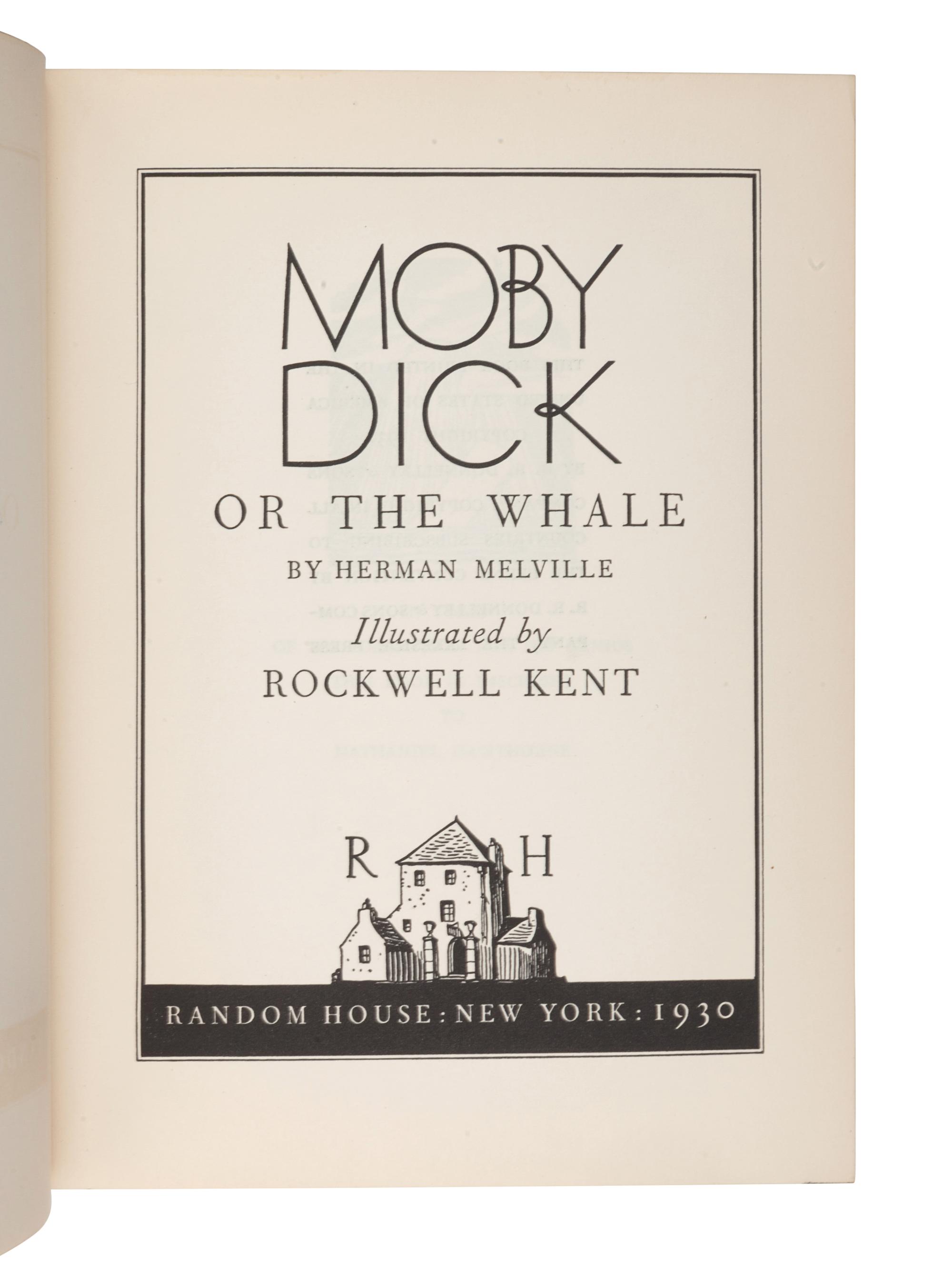 KENT, Rockwell (1882-1971), illustrator. -- MELVILLE, Herman (1819-1891). Moby Dick or The Whale. New York: Random House, 1930.