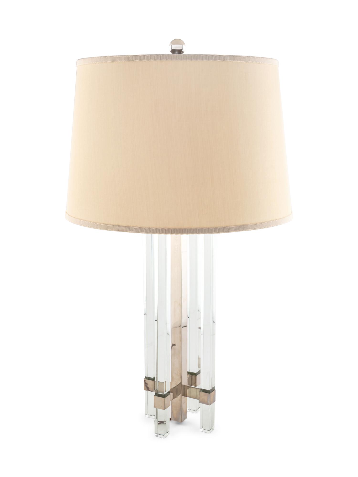 A Fontana Arte Glass and Nickel-Plated Brass Table Lamp