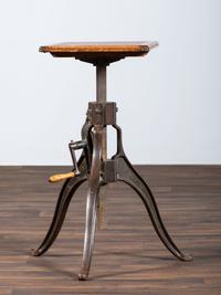 An Optometrist's Iron and Oak Adjustable Table