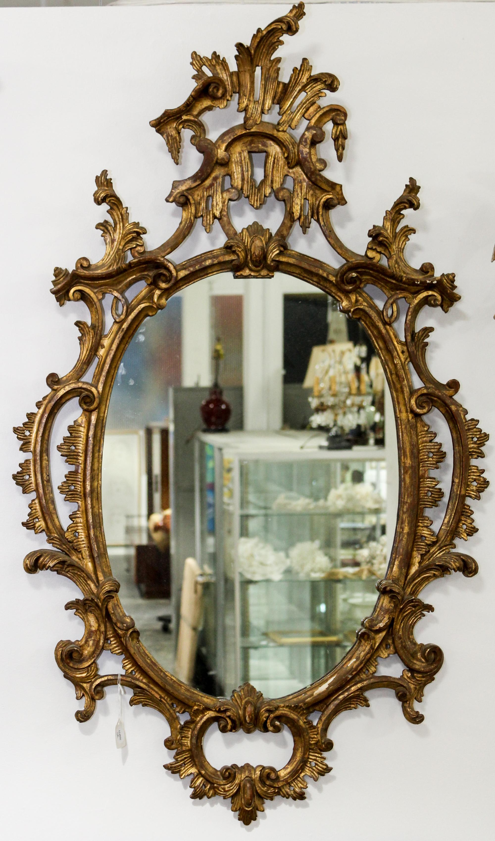 A Chippendale Style Giltwood Mirror Height 45 x width 26 inches. — EARLY 20TH CENTURY
