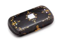 A Victorian Mother-of-Pearl and Gilt Metal Inlaid Tortoise Shell Change Purse Width 4 inches. — 19TH CENTURY