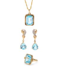 COLLECTION OF BLUE TOPAZ JEWELRY