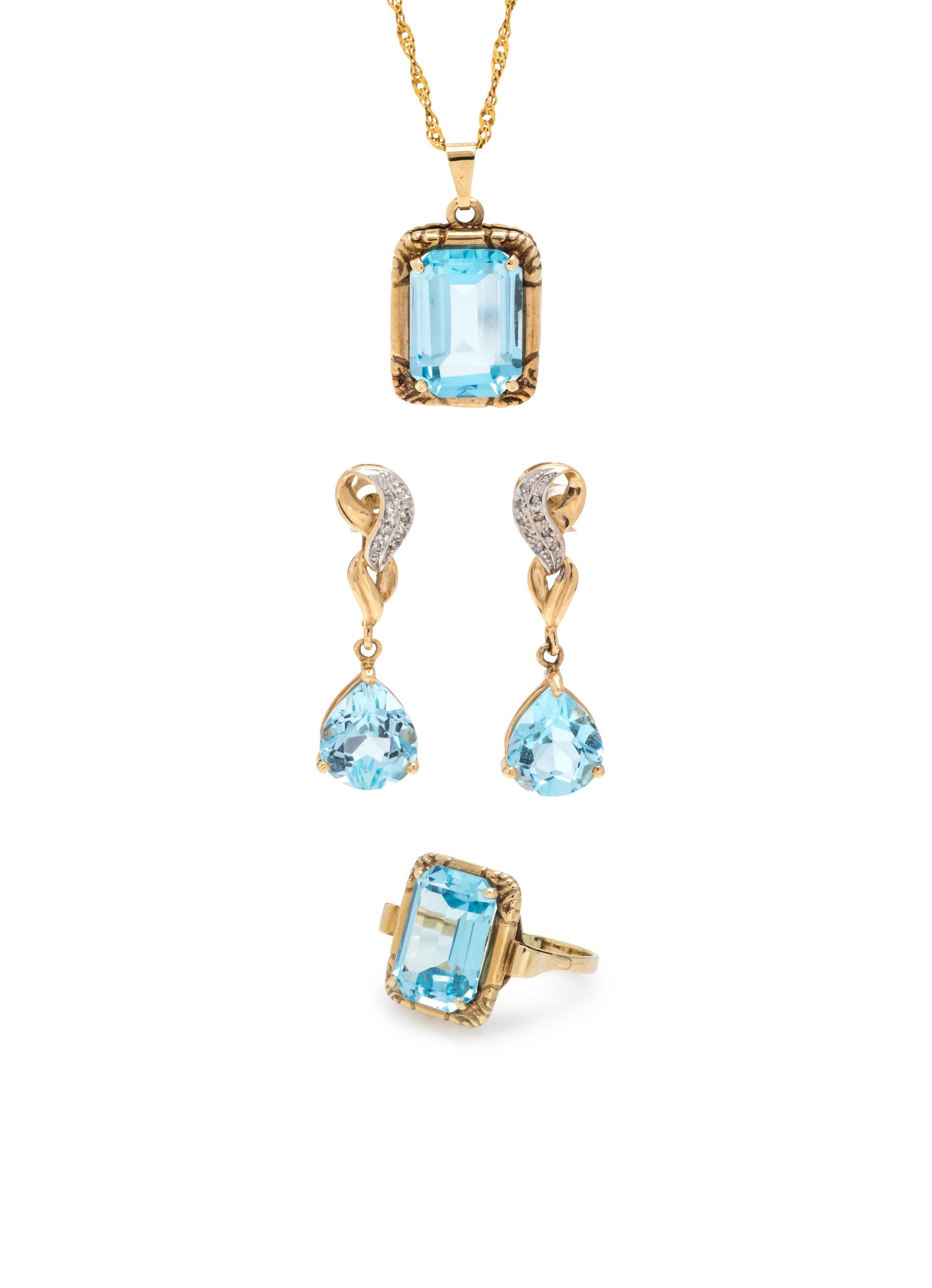 COLLECTION OF BLUE TOPAZ JEWELRY