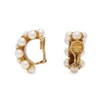 Cultured Pearl and Yellow Gold Earrings