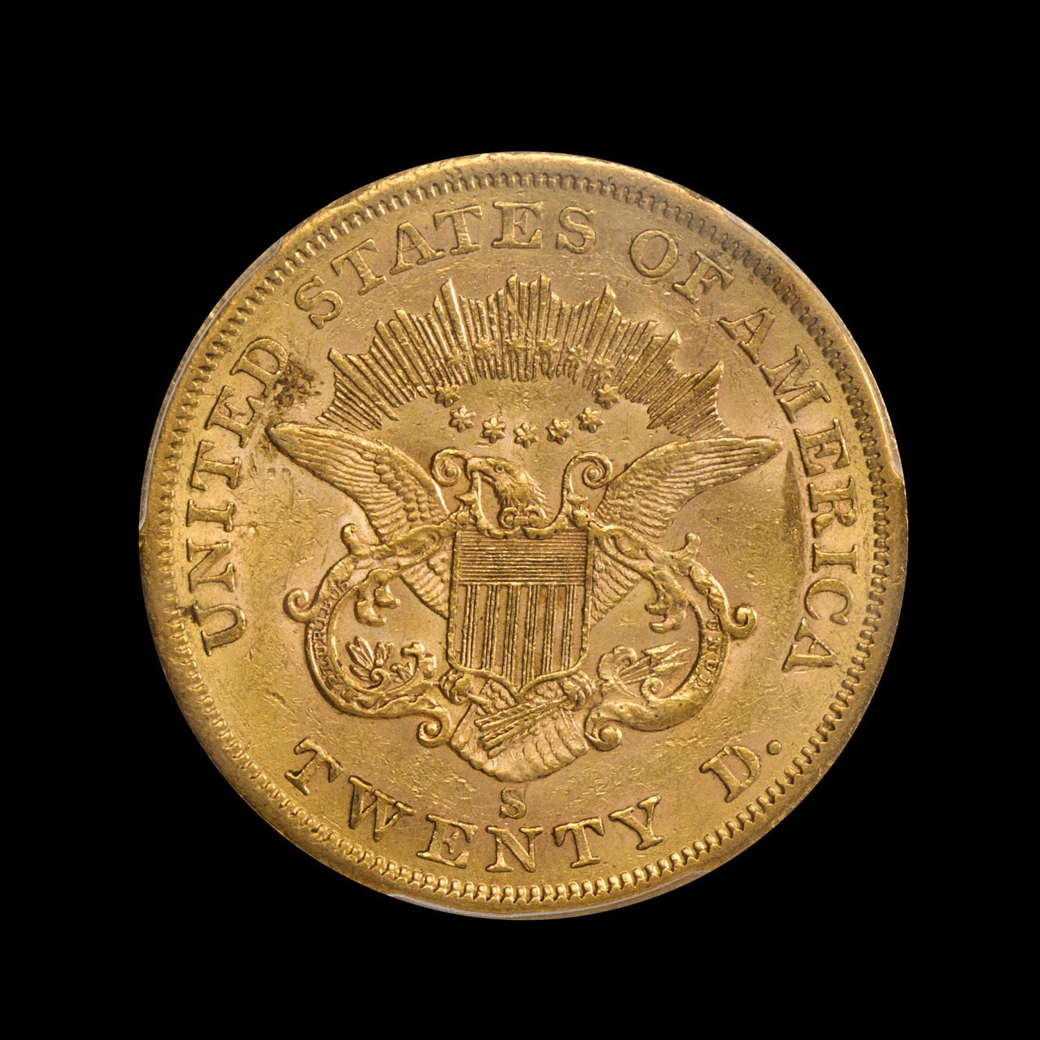 A United States 1858-S Liberty Head $20 Gold Coin