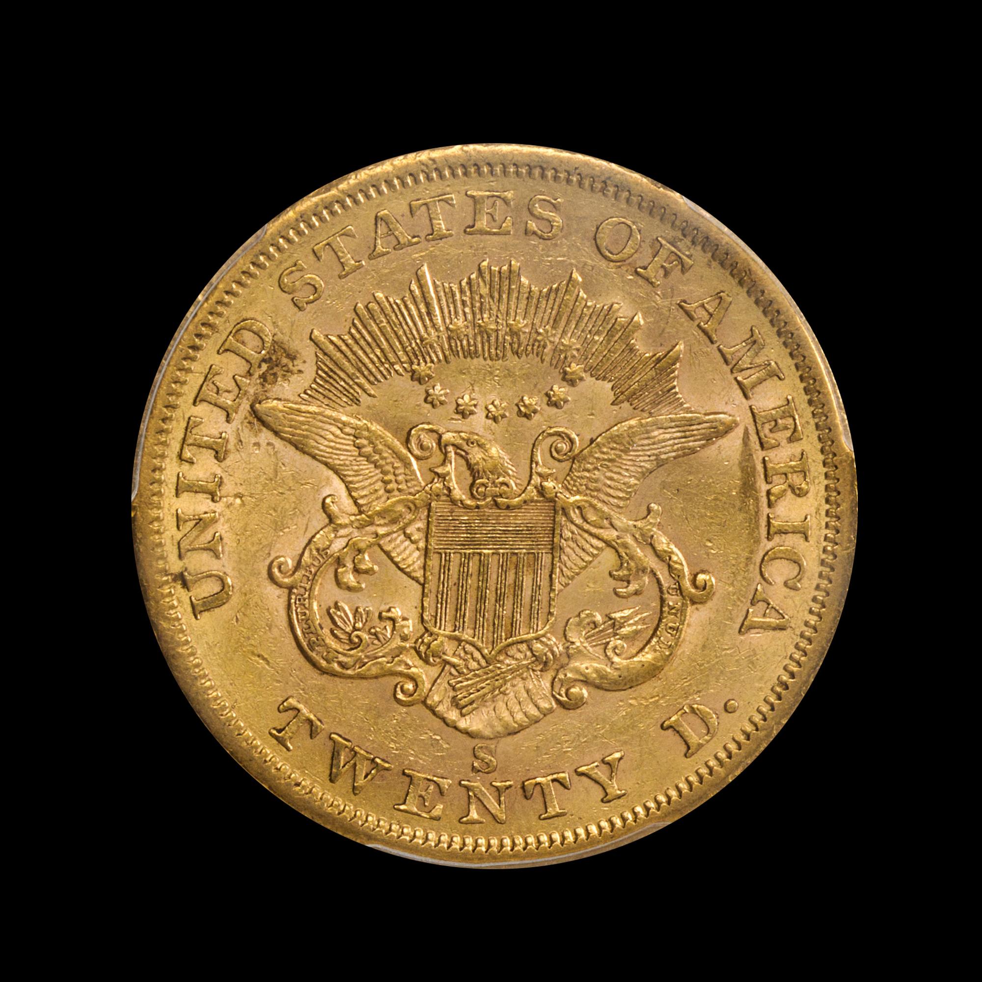 A United States 1858-S Liberty Head $20 Gold Coin