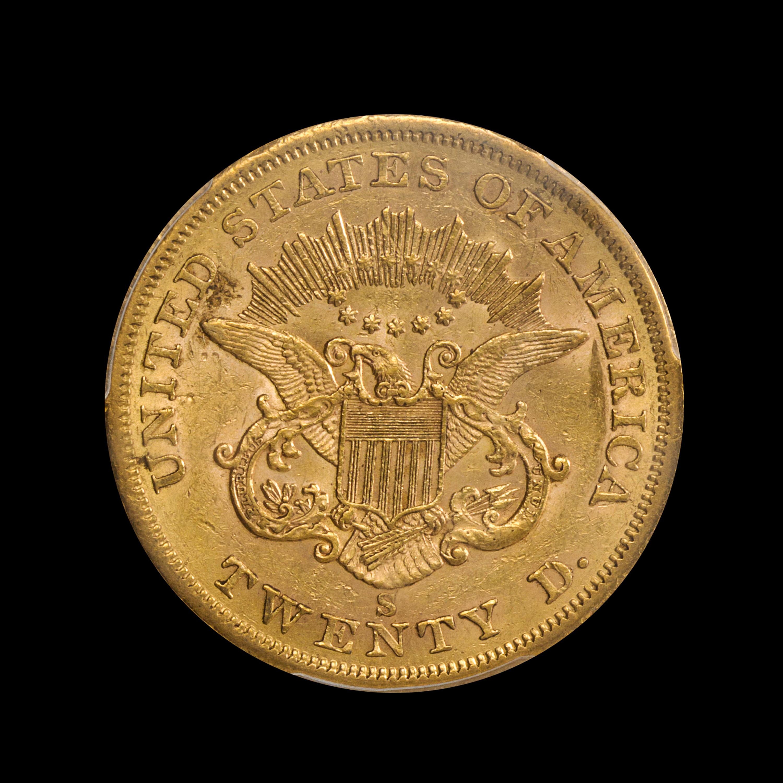 A United States 1858-S Liberty Head $20 Gold Coin