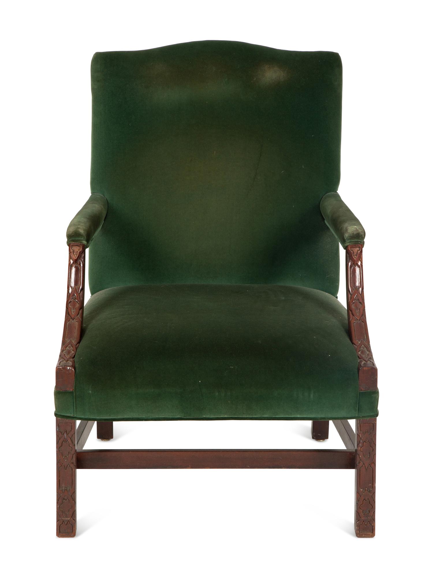 A George II Style Carved Mahogany Library Chair