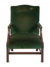 A George II Style Carved Mahogany Library Chair