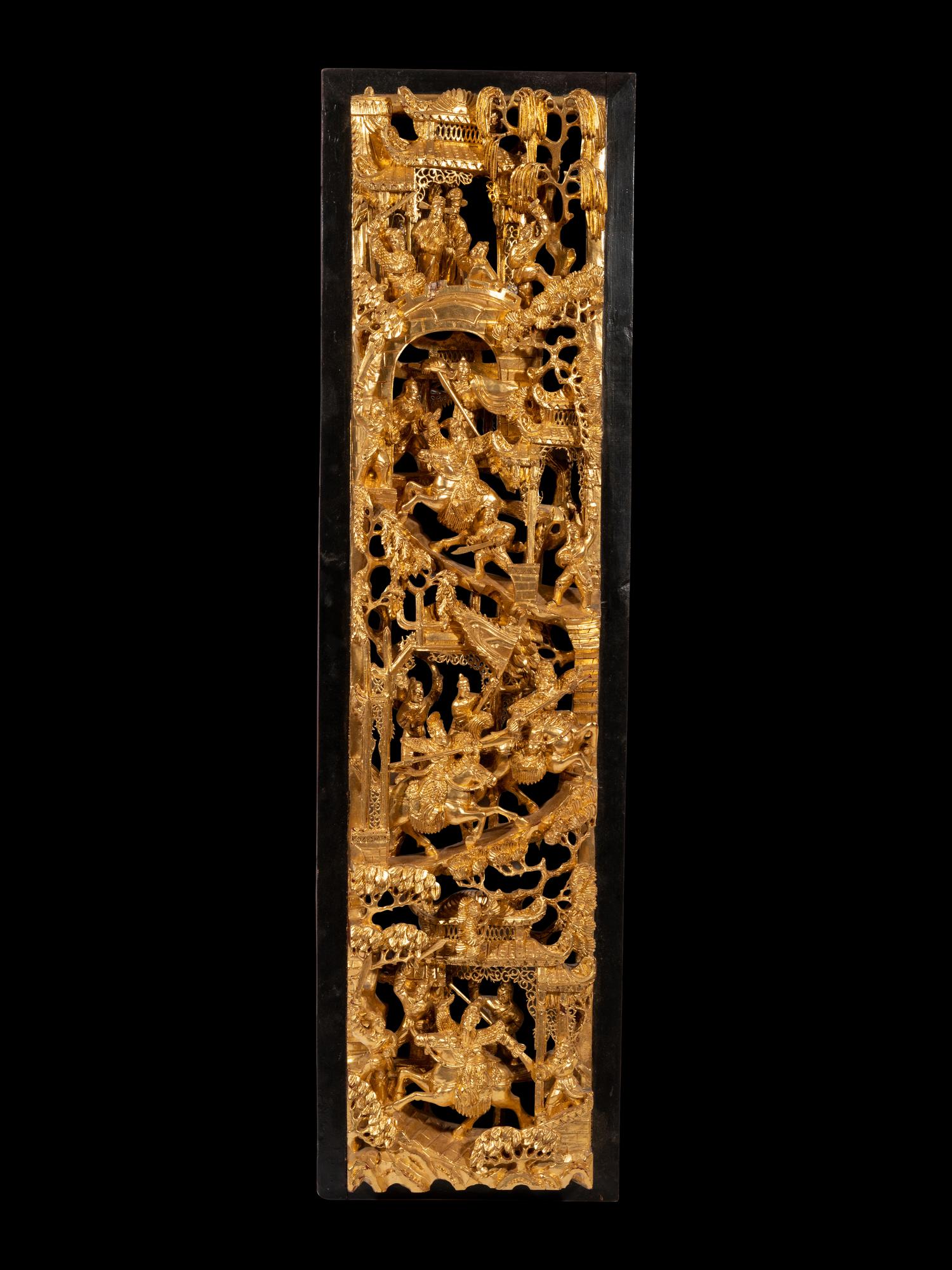 A Chinese Carved Gilt Wood Panel