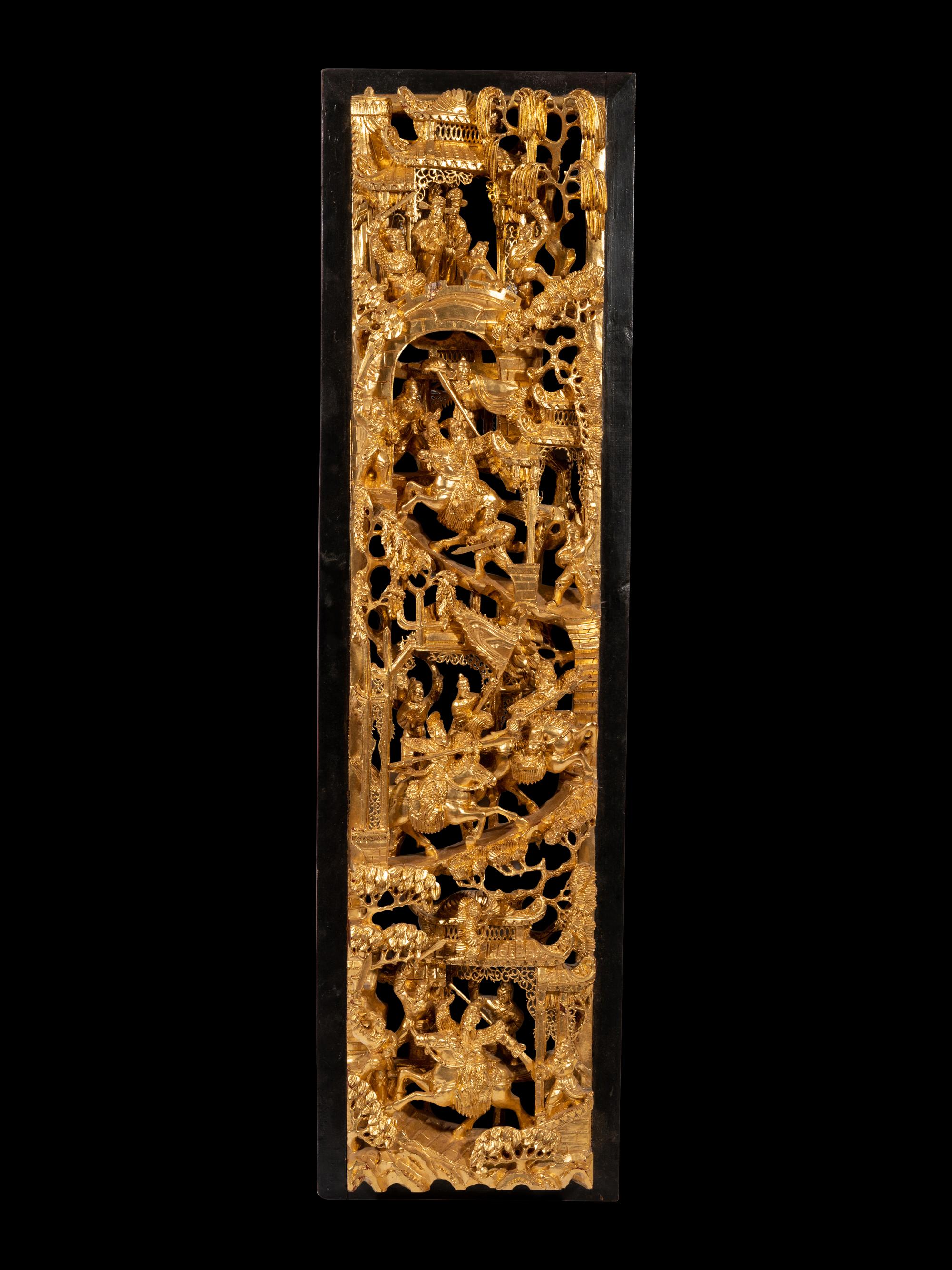 A Chinese Carved Gilt Wood Panel