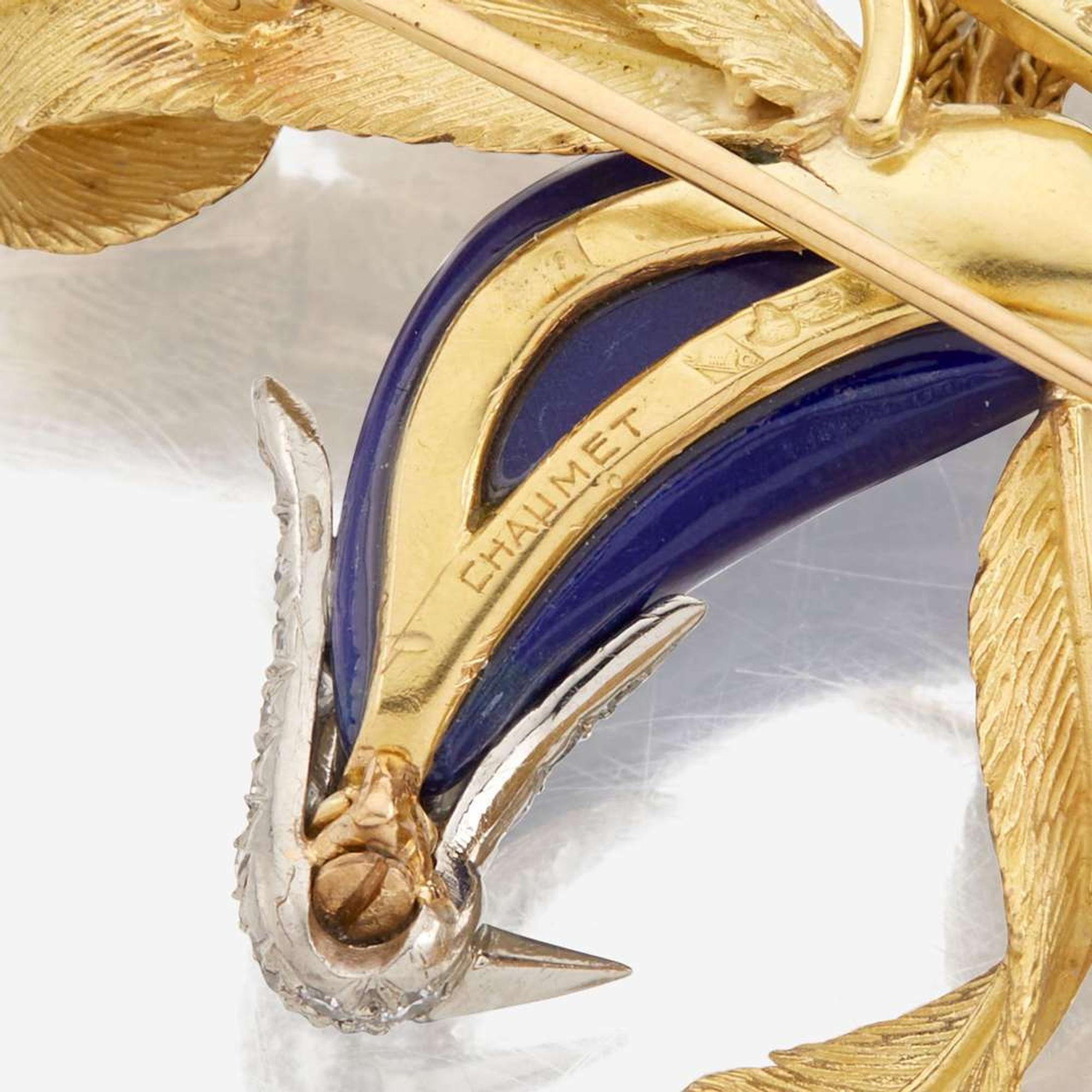 A gold, lapis lazuli, and diamond brooch, Pierre Sterlé for Chaumet