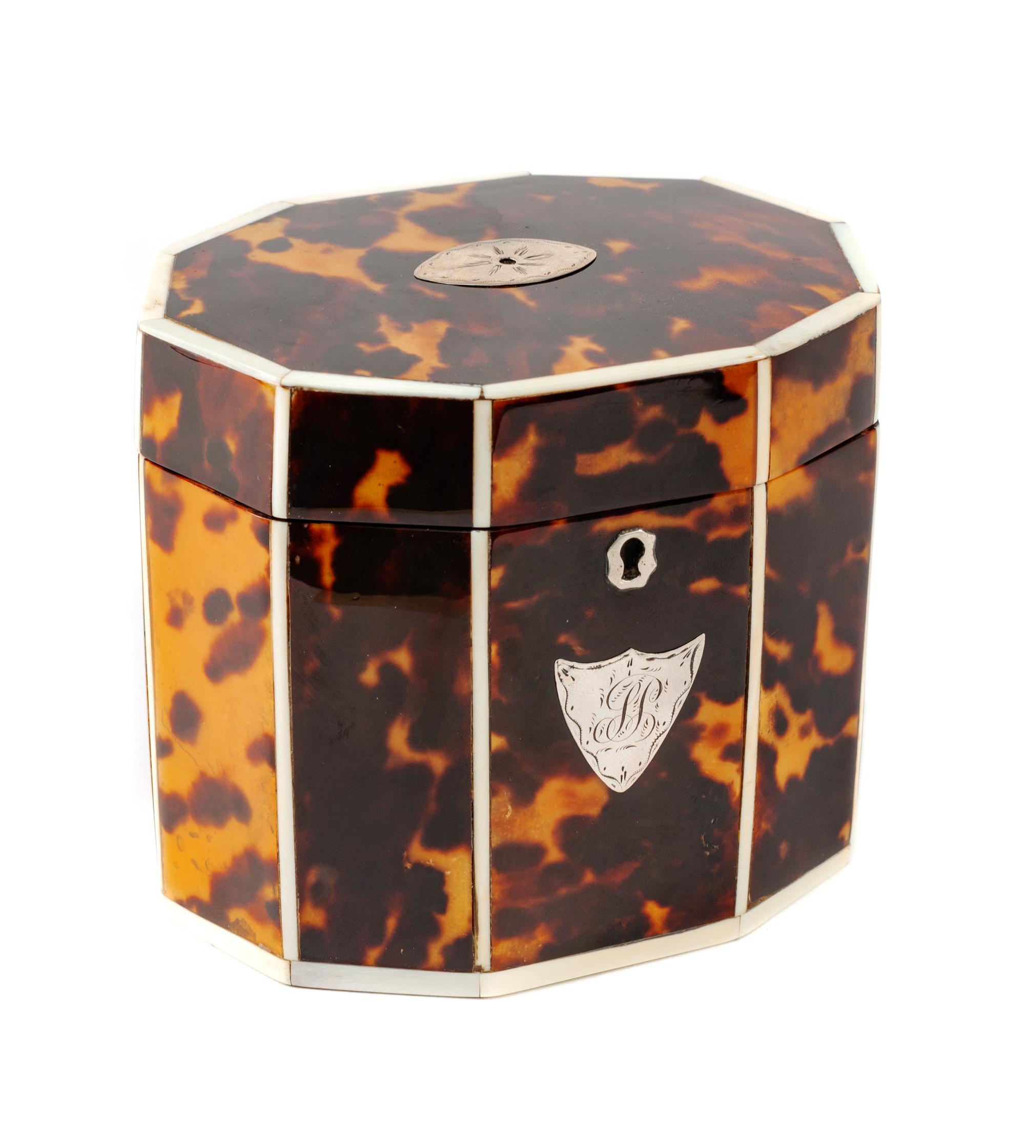 A George III Tortoise Shell Tea Caddy
