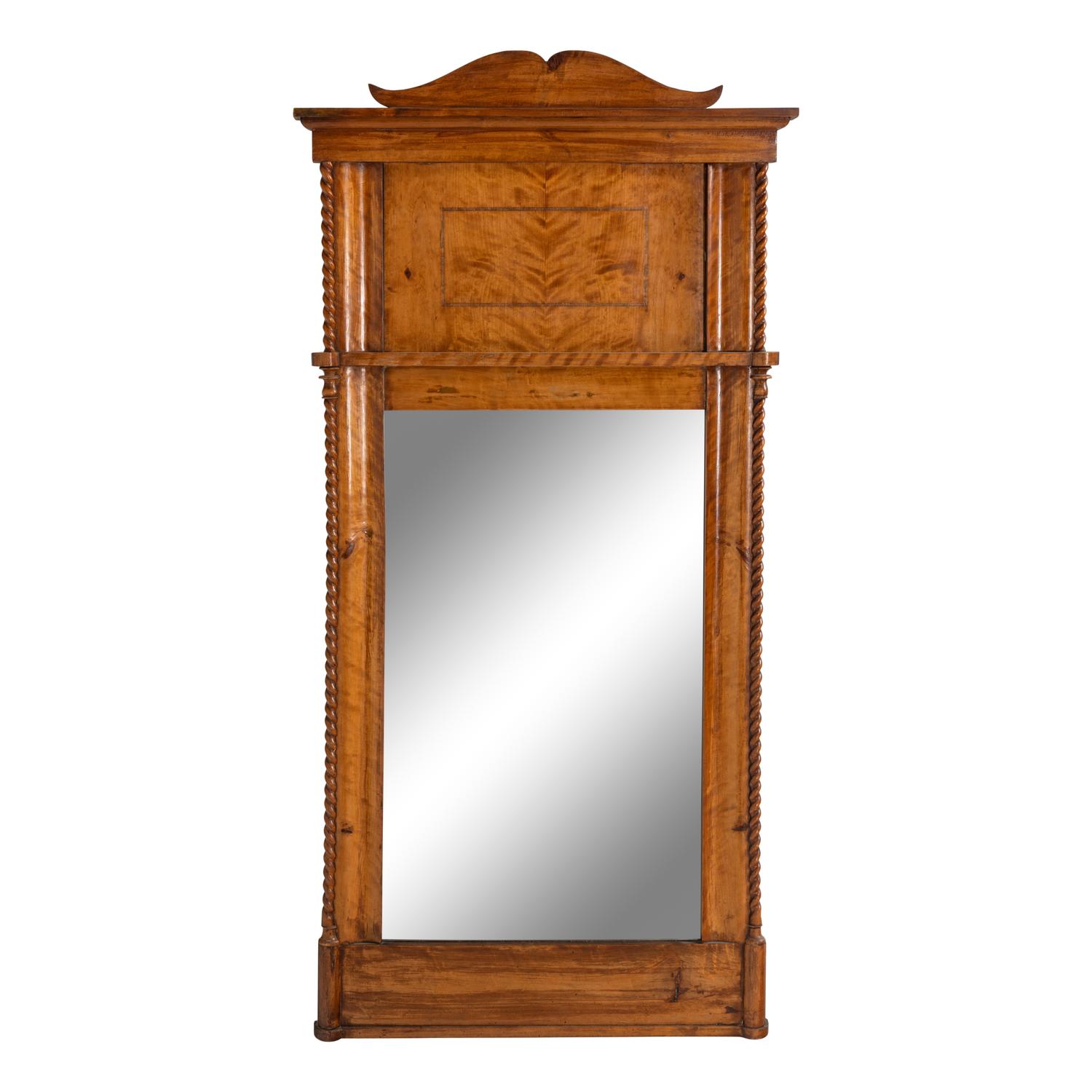 A Biedermeier Birch Mirror