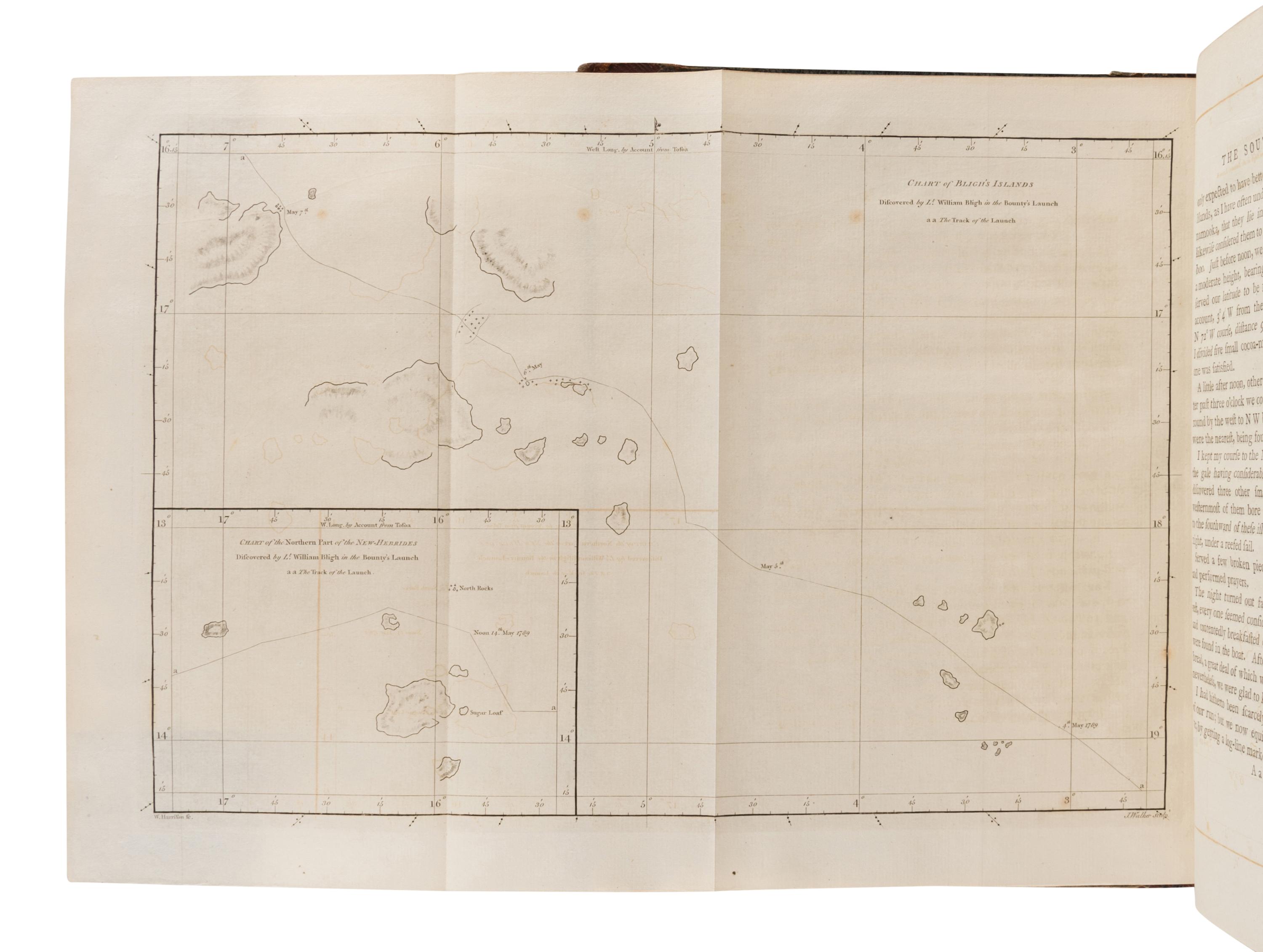 [TRAVEL & EXPLORATION]. -- BLIGH, William (1754-1817). A Voyage to the South Sea, undertaken by command of His Majesty, for the purpose of Conveying the Bread-Fruit Tree to the West Indies, in His Majesty's Ship the Bounty . London: Printed for George Nicol, 1792.