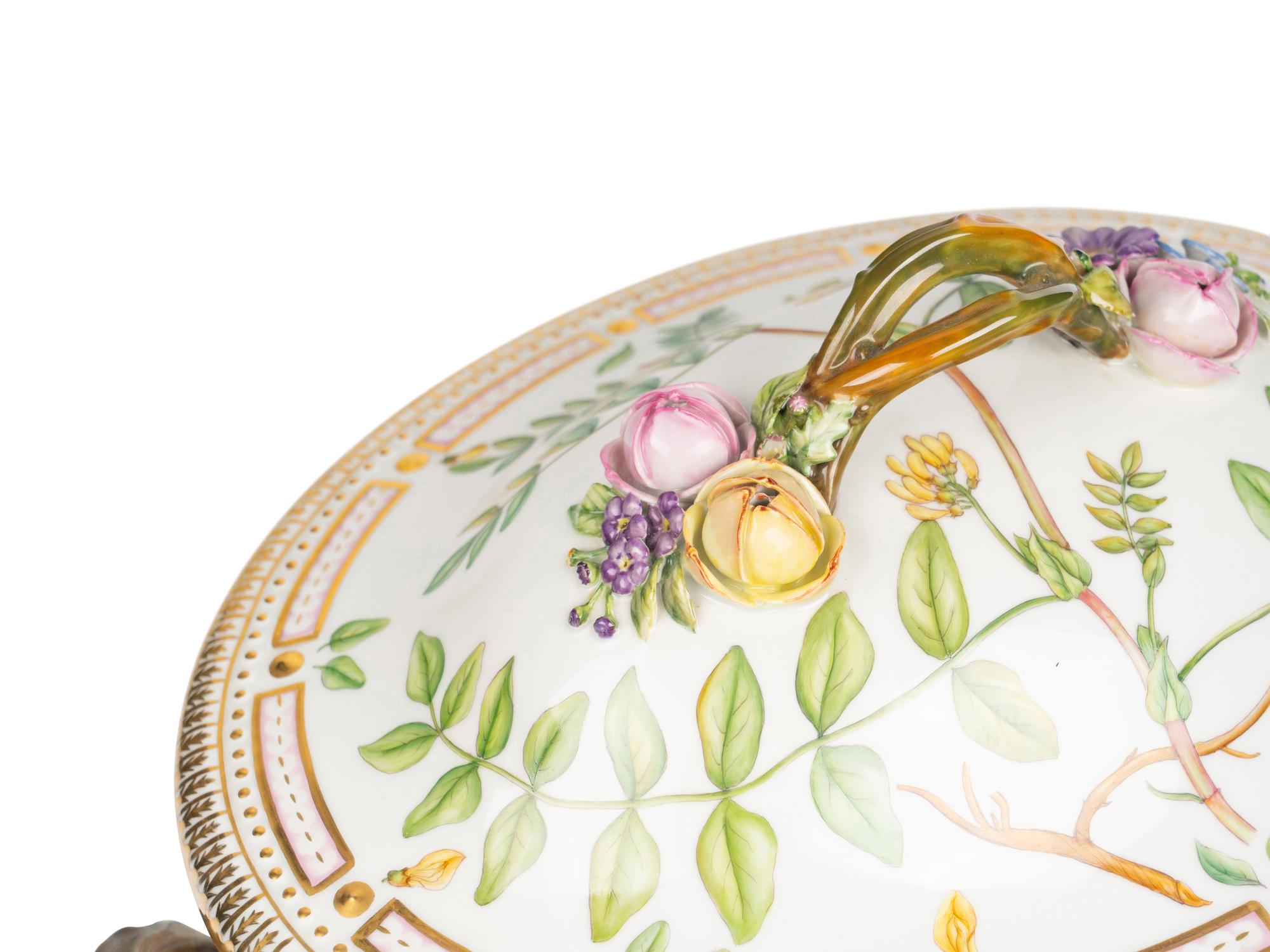 A Royal Copenhagen Flora Danica Porcelain Covered Tureen and Stand