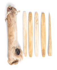 Blackfeet Hand Game Pieces, with Antelope Leg Case, From the Collection of Forrest Fenn
