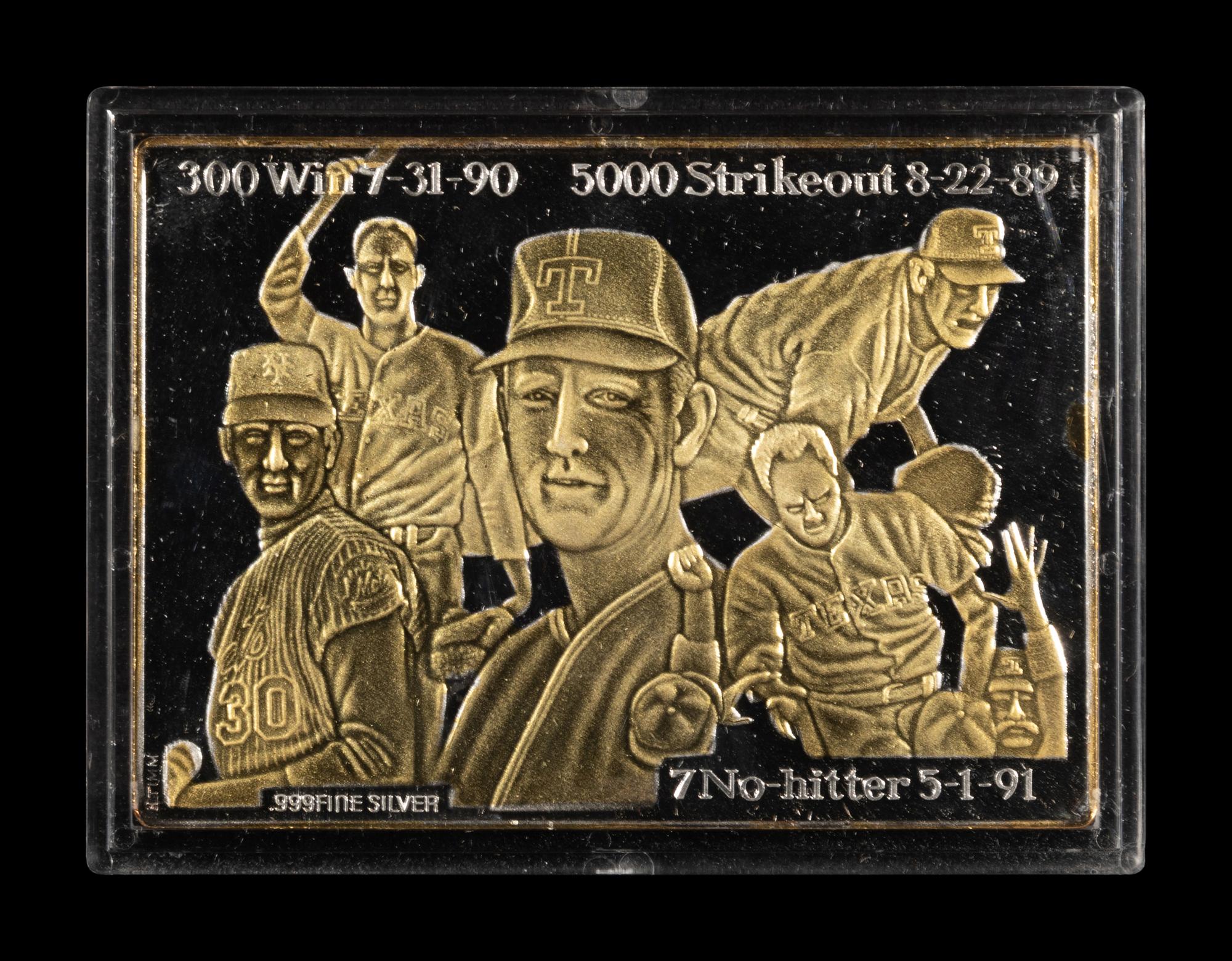 A Group of Two Nolan Ryan Enviromint 3 Troy Ounce Silver Commemorative Cards